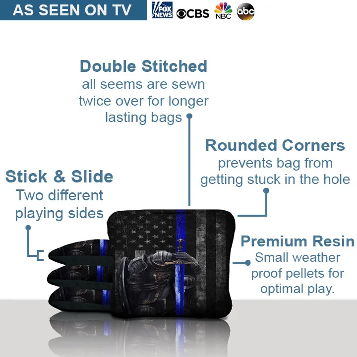 Thin Blue Line Knight Cornhole Bags
