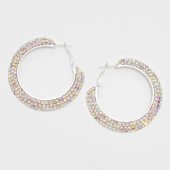 Three Row AB Crystal Hoops | 2 1/8" | 273442
