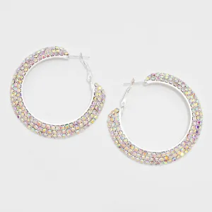 Three Row AB Crystal Hoops | 2 1/8" | 273442