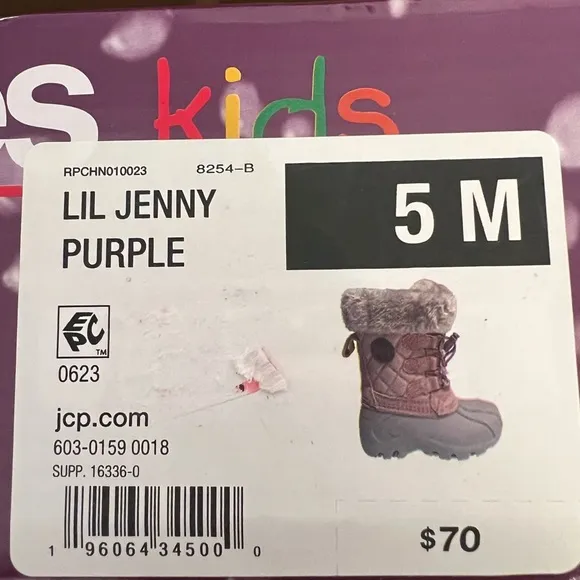 Totes Kids NWB Toddler Lavender/Gray Lil Jenny Snow Boot. Size 5T DS-09