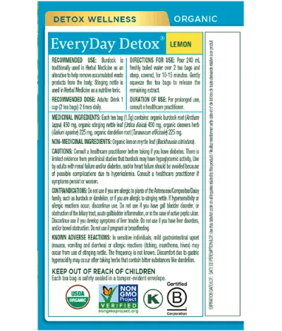 Traditional Medicinals - Organic EverDay Detox Lemon Tea, 16 Bags