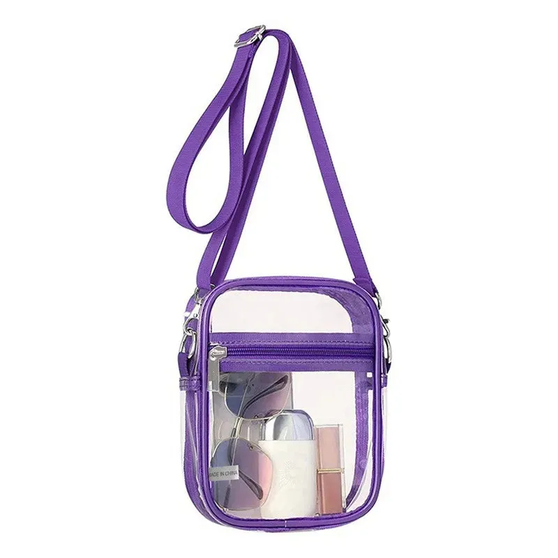 Transparent Crossbody Bag PVC clear Concert Sports One Shoulder Bag Messenger Bag with Adjustable Zipper
