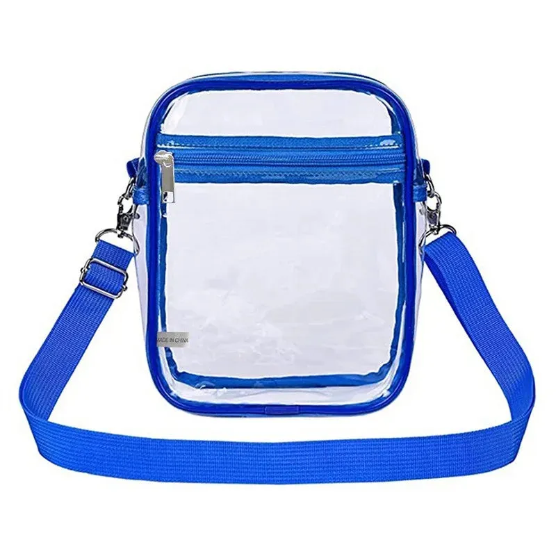 Transparent Crossbody Bag PVC clear Concert Sports One Shoulder Bag Messenger Bag with Adjustable Zipper