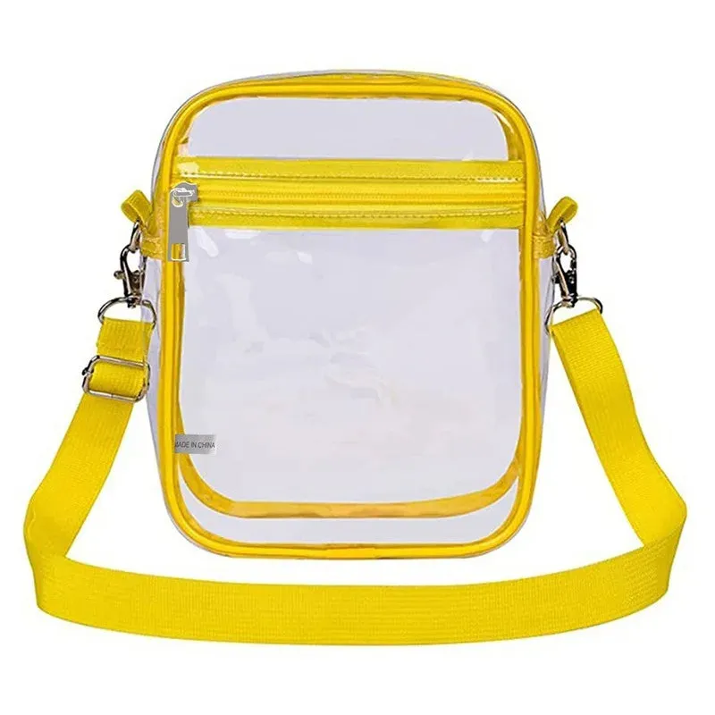 Transparent Crossbody Bag PVC clear Concert Sports One Shoulder Bag Messenger Bag with Adjustable Zipper