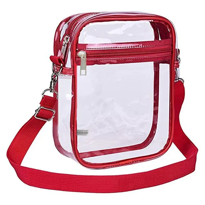 Transparent Crossbody Bag PVC clear Concert Sports One Shoulder Bag Messenger Bag with Adjustable Zipper