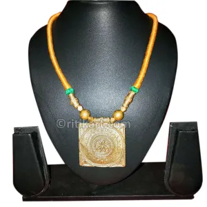 Tribal Necklace Exclusive Golden Shield Square Design