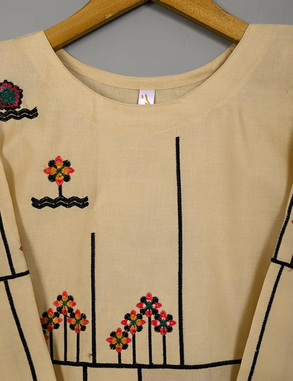 TS-204A-Peach - Comet - Cotton Embroidered Stitched Kurti
