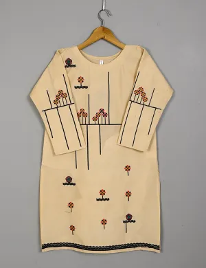 TS-204A-Peach - Comet - Cotton Embroidered Stitched Kurti