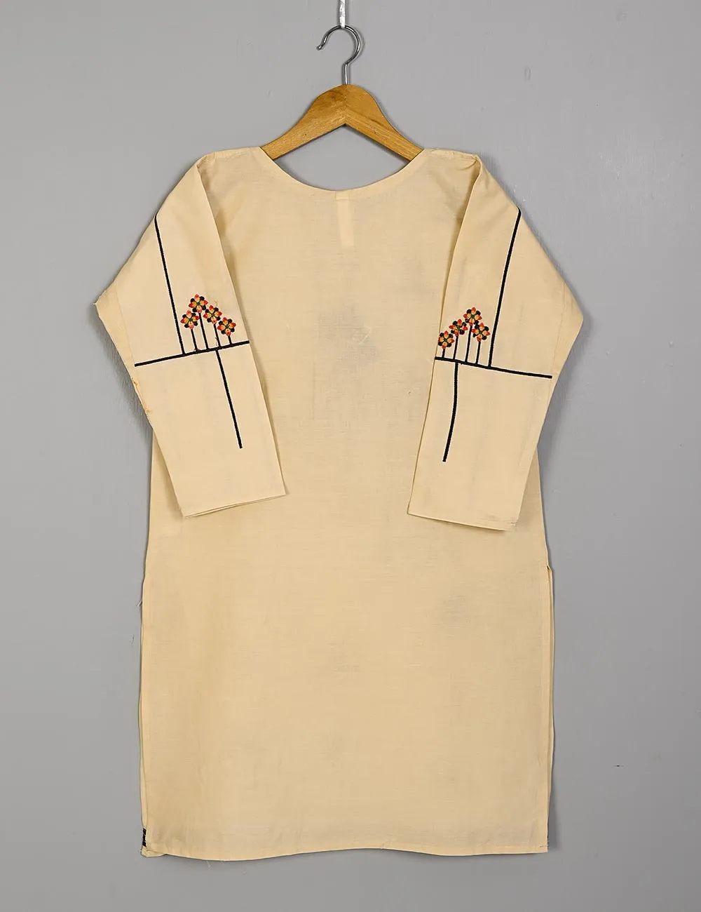 TS-204A-Peach - Comet - Cotton Embroidered Stitched Kurti