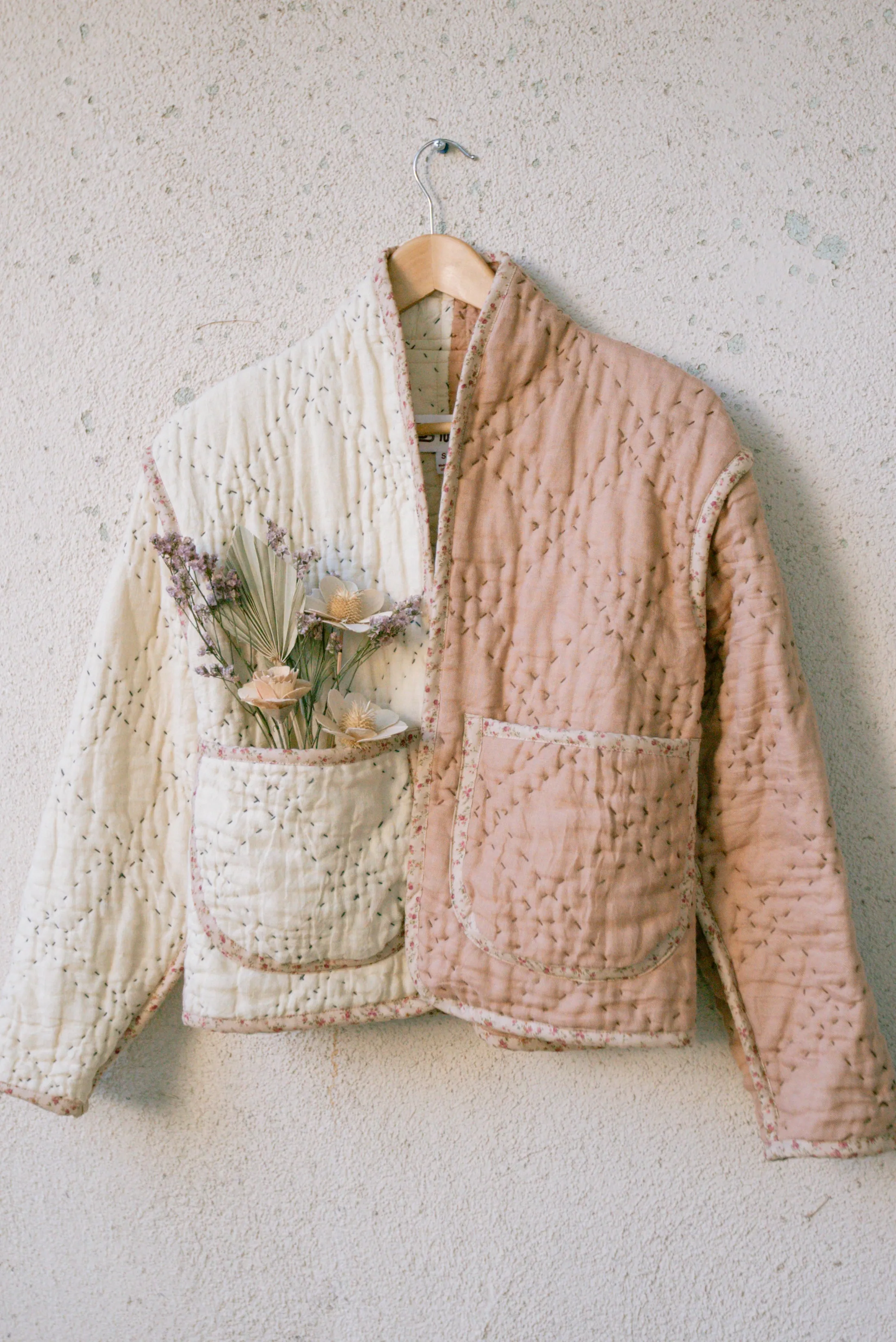 Two-Tone Linen Juniper Cropped Coat (X-Small)