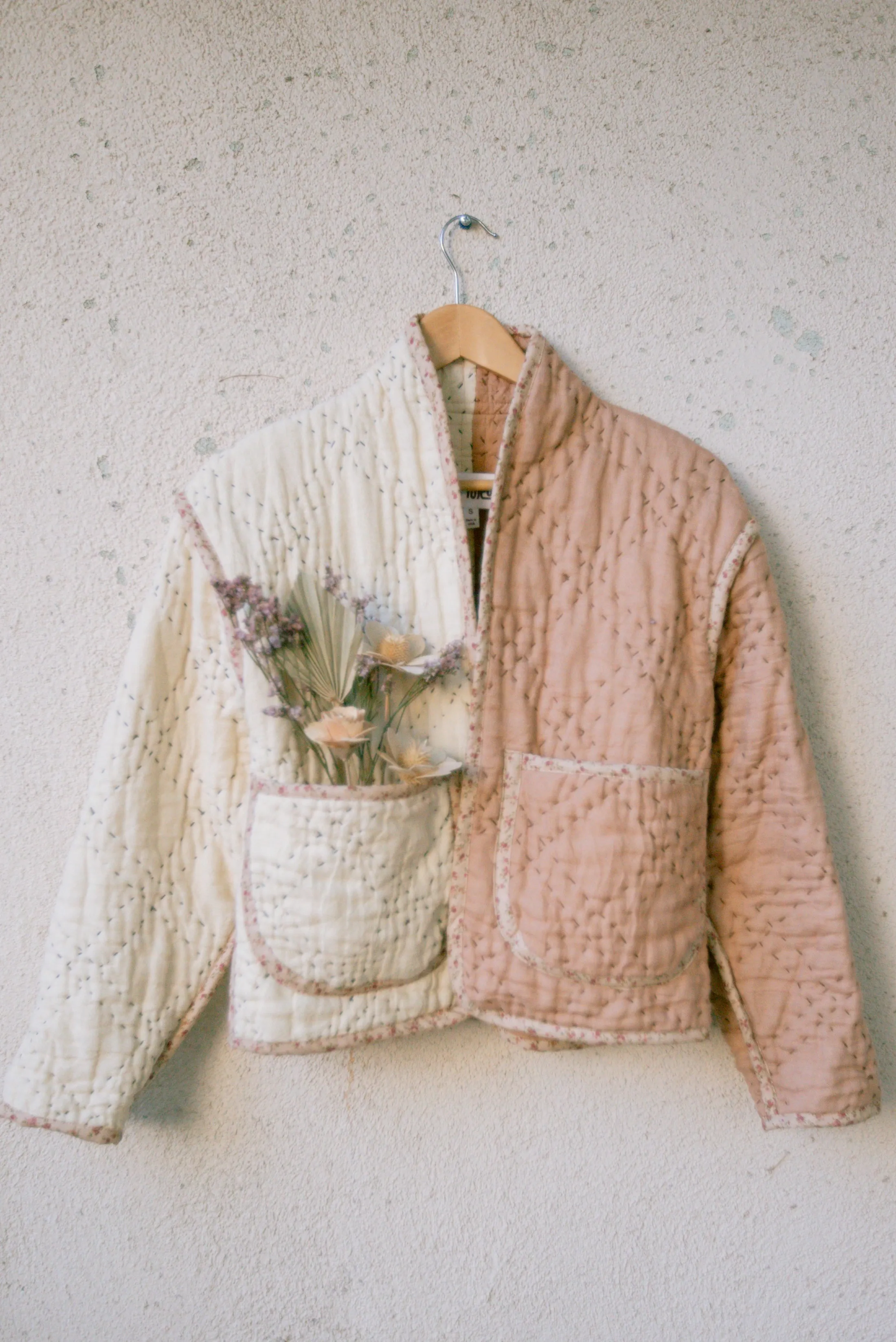 Two-Tone Linen Juniper Cropped Coat (X-Small)