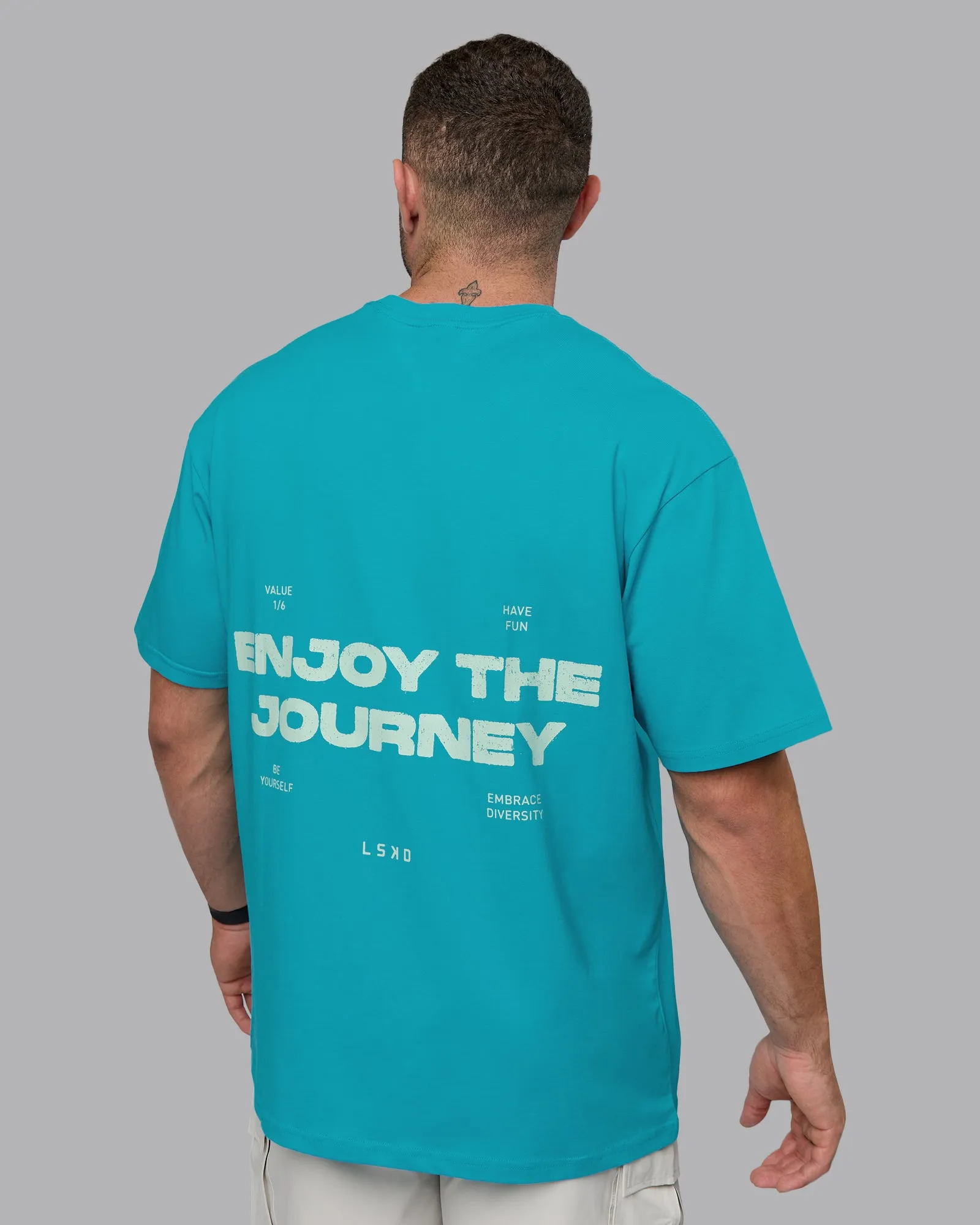 Unisex Enjoy the Journey Value Series FLXCotton Tee Oversize - Bluebird-Surf Spray