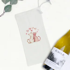 Valentine Cats - Valentine's Day Canvas Wine Bag