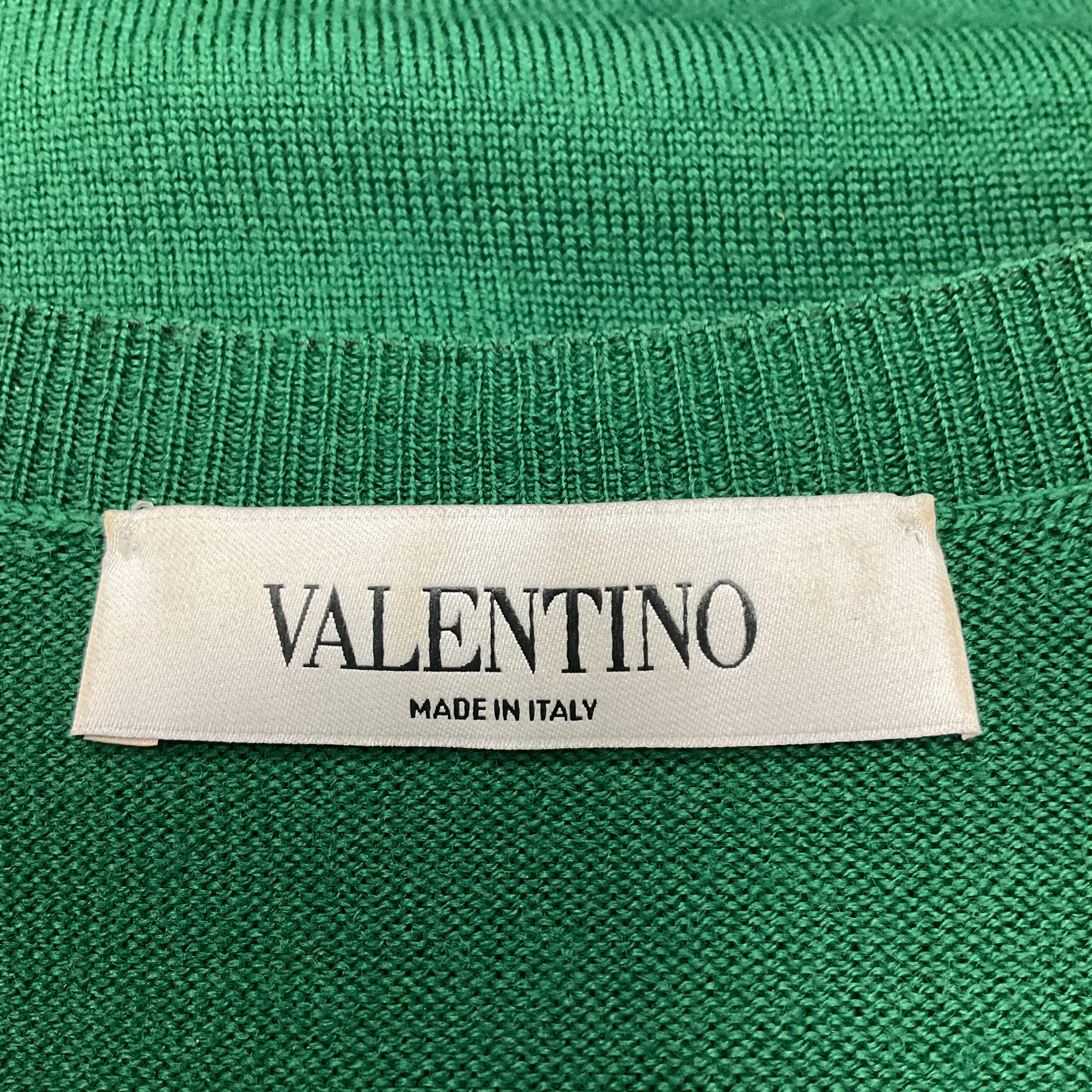 Valentino Green Lace And Knit Trim Oversized Top