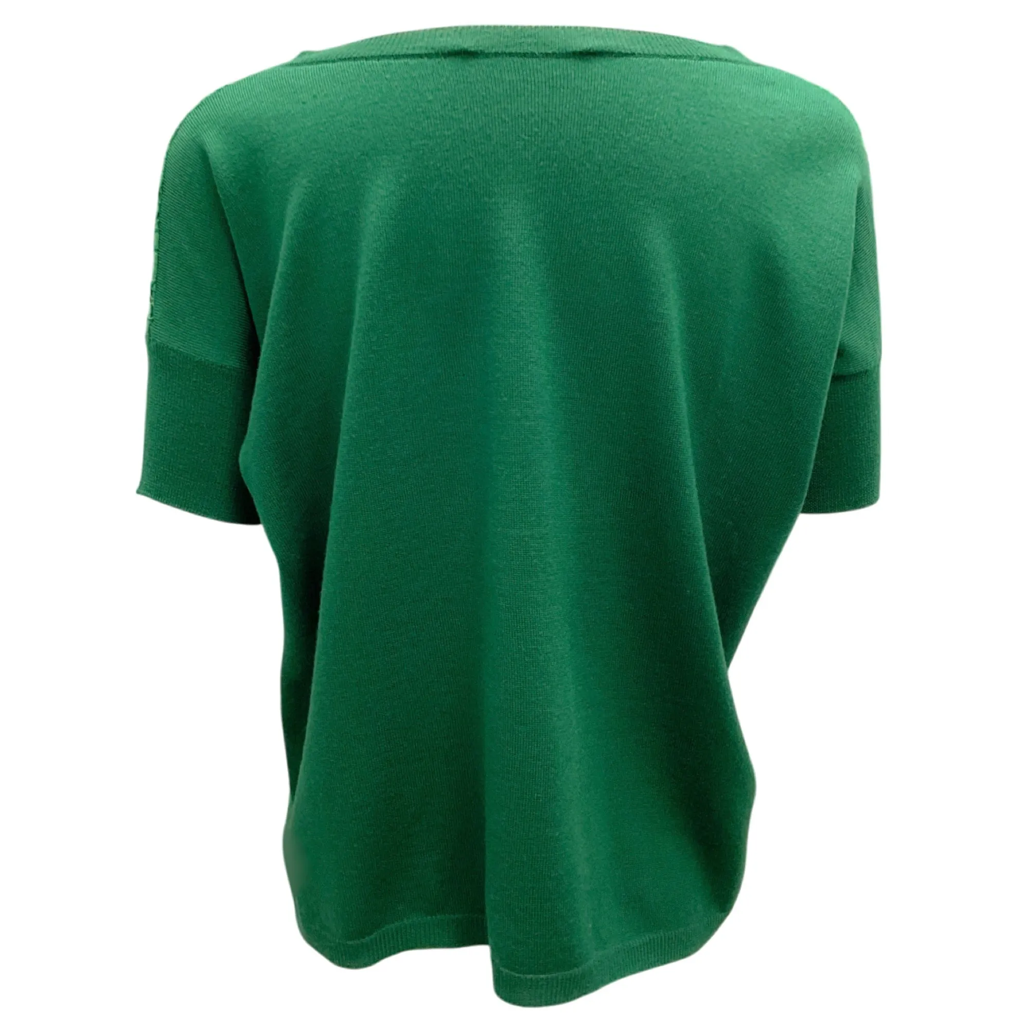 Valentino Green Lace And Knit Trim Oversized Top