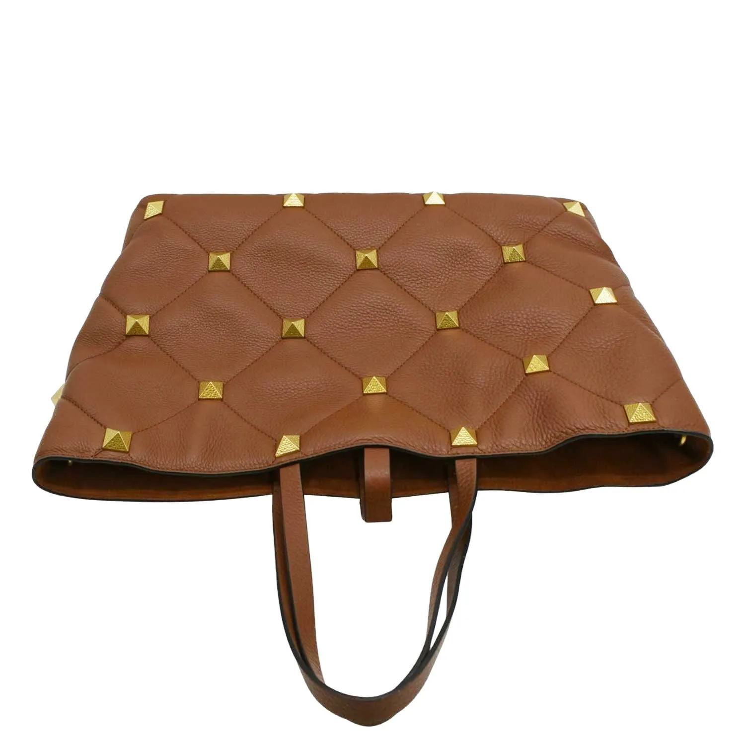 VALENTINO Large Roman Stud Tote Bag Saddle Brown