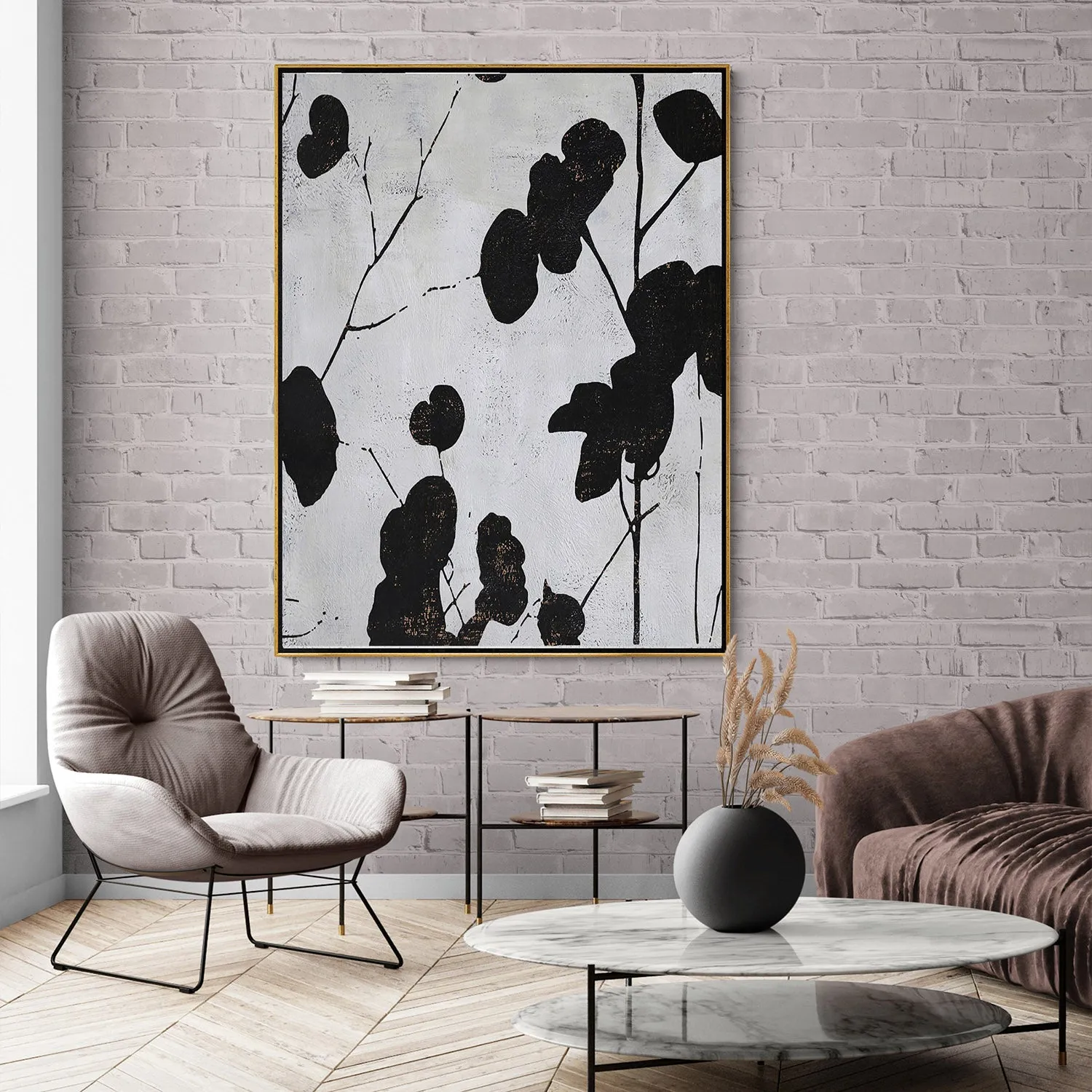 Vertical Minimal Flower Art H156V