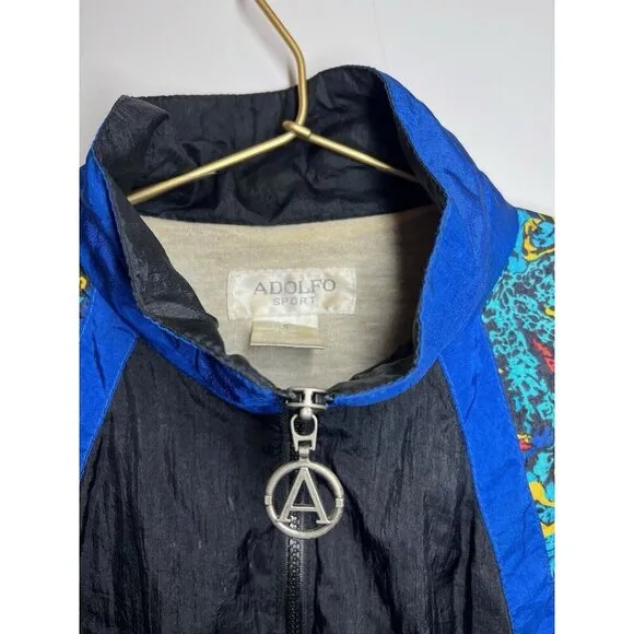 Vintage Adolfo Sport Womens Sz S Track Jacket Windbreaker Zip 80s 90s