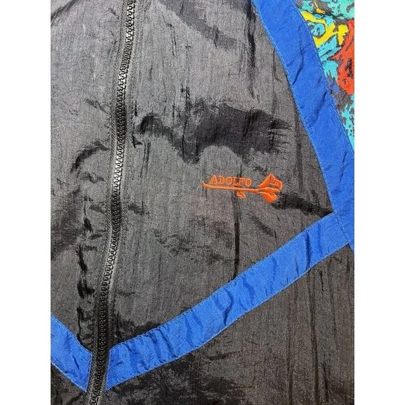 Vintage Adolfo Sport Womens Sz S Track Jacket Windbreaker Zip 80s 90s
