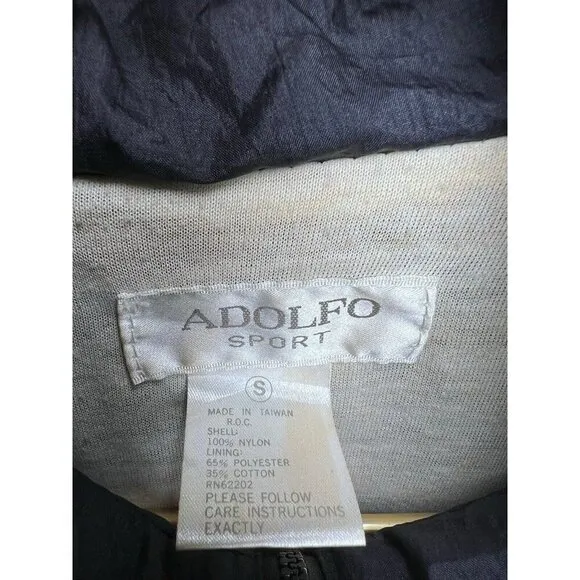 Vintage Adolfo Sport Womens Sz S Track Jacket Windbreaker Zip 80s 90s