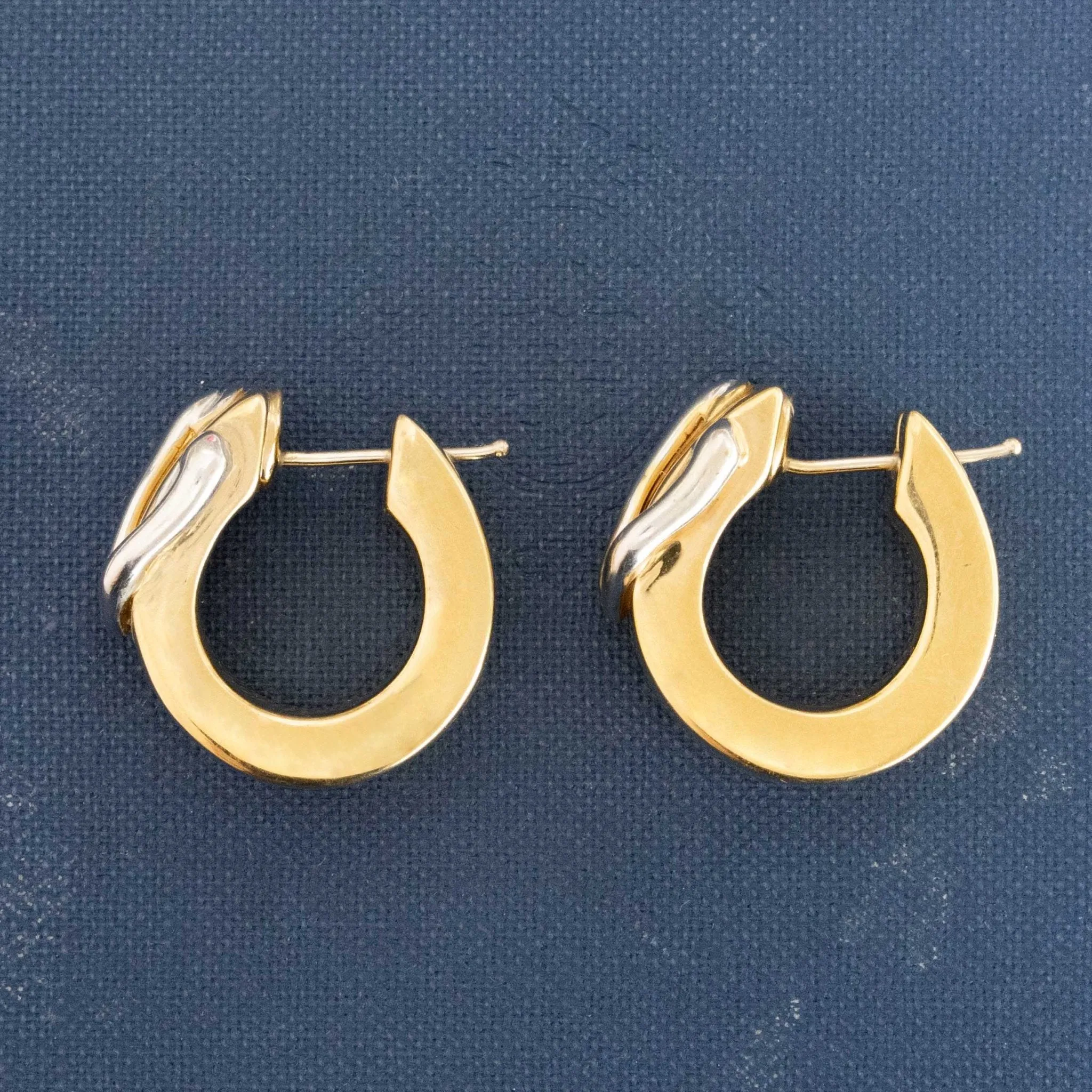 Vintage Buckle Hoop Huggies, Italian