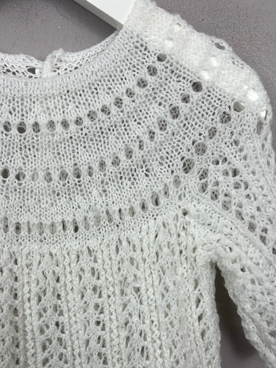 Vintage hand knit christening dress approx 6-12m