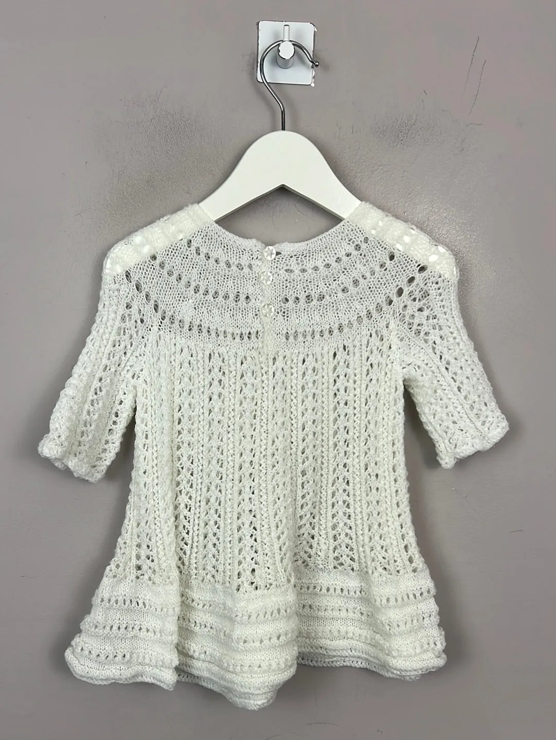 Vintage hand knit christening dress approx 6-12m