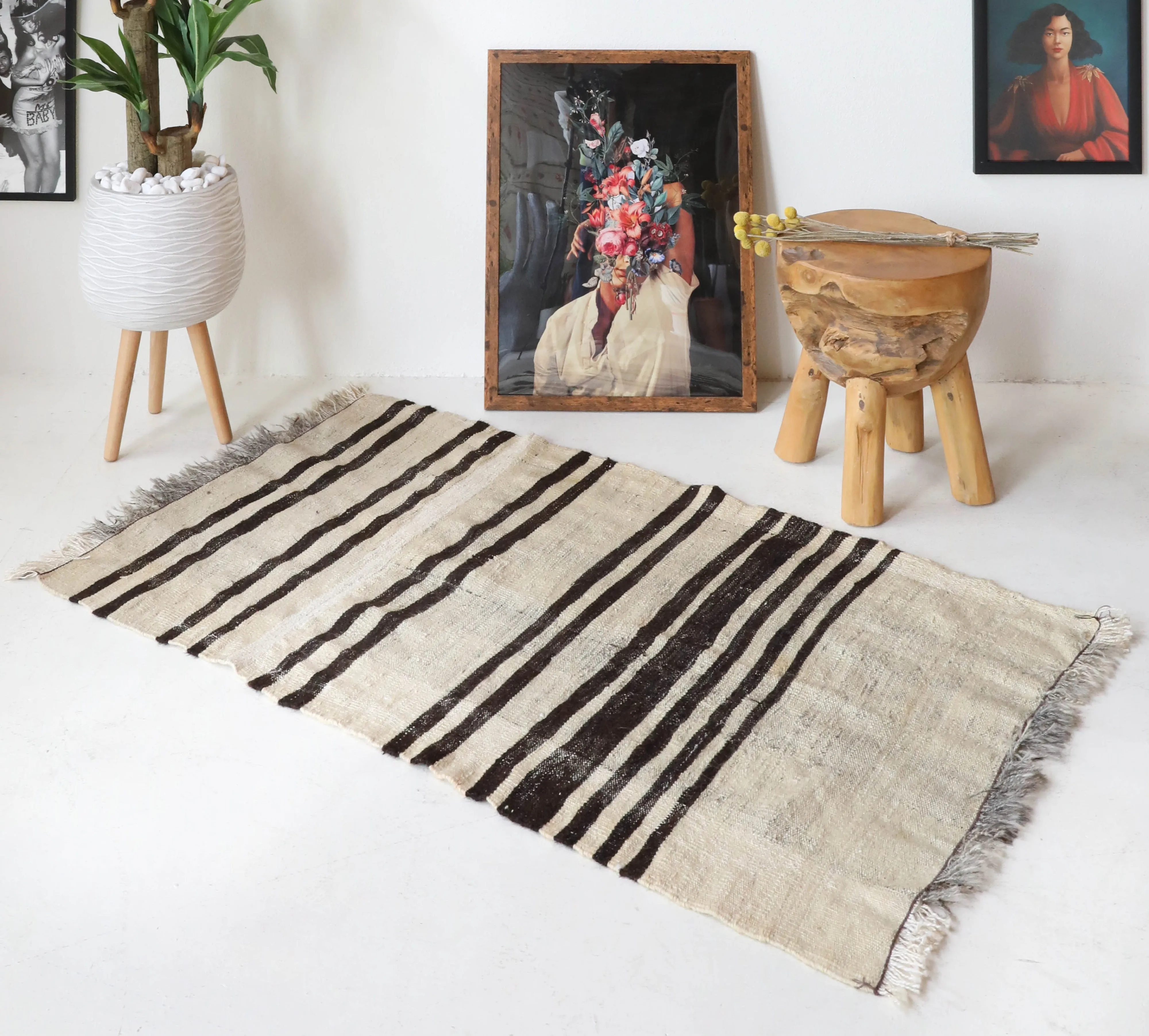 Vintage Mersin Mut Kilim Rug 2'8"x4'10"