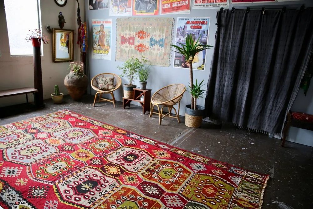 Vintage Sivas Kilim 6.9ftx12.8ft