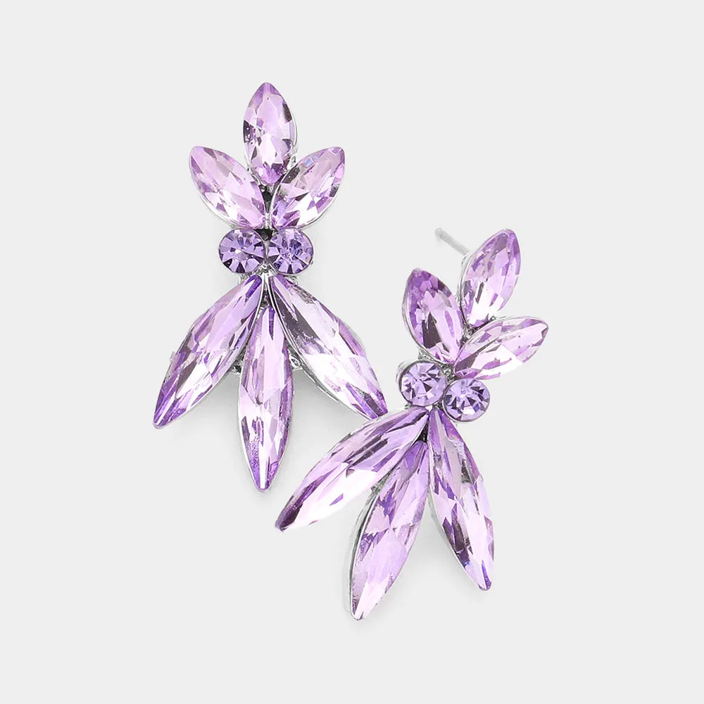 Violet Crystal Marquise Stone Interview Earrings  | Young Girls Pageant Earrings | 599125