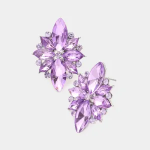 Violet Marquise Round Stone Cluster Pageant Earrings  | Prom Earrings| 584671