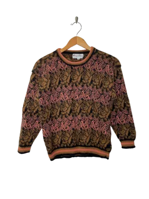 VTG Paisley Flower Wool Sweater (XS)