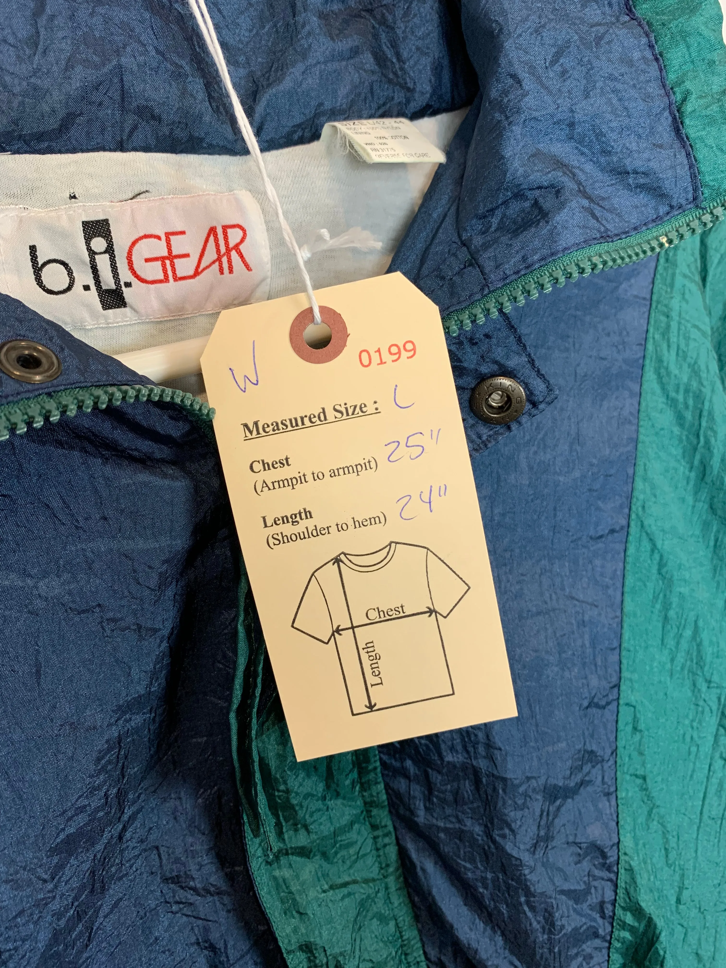 Vtg Patchwork Windbreaker (L)