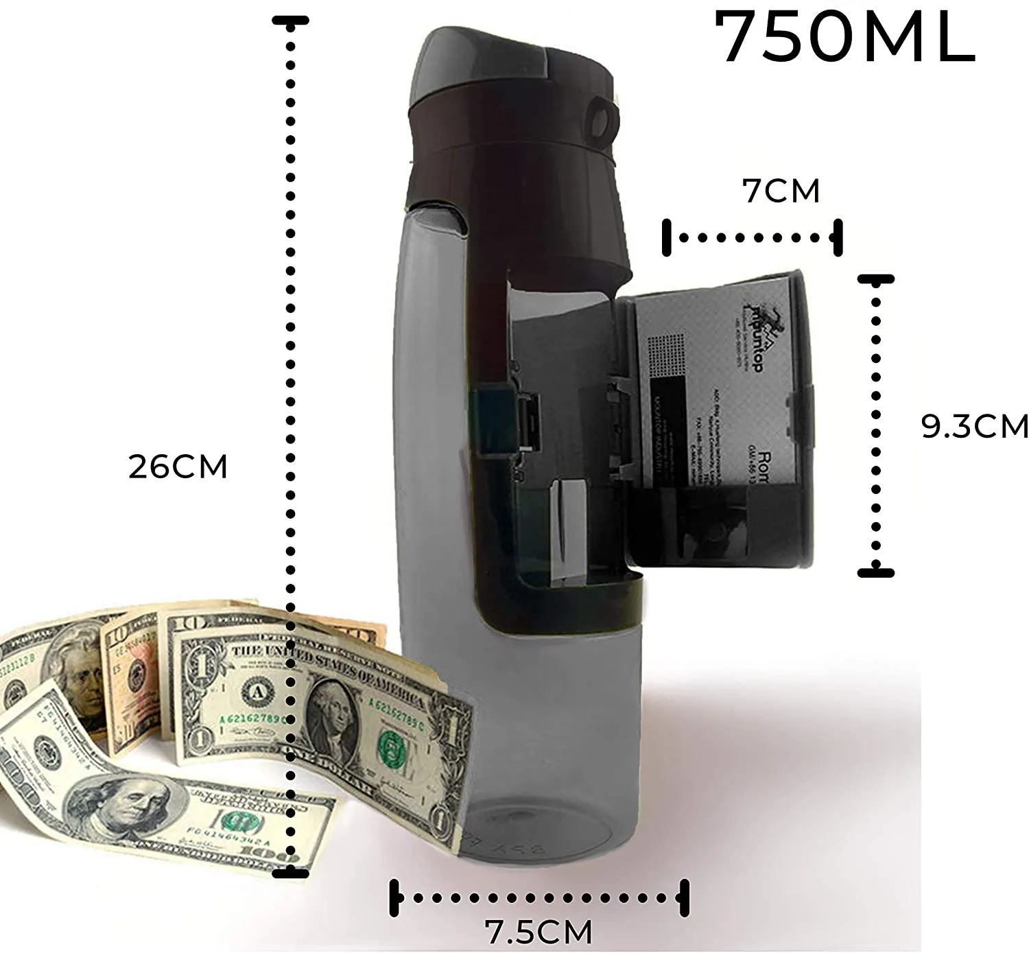 Water bottle with Storage Compartment | 750ml