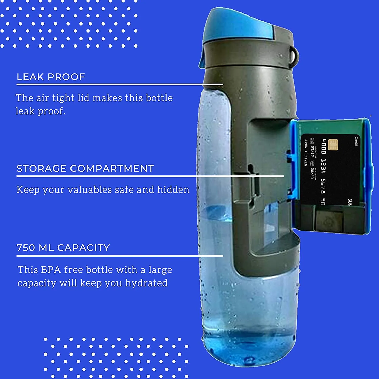 Water bottle with Storage Compartment | 750ml