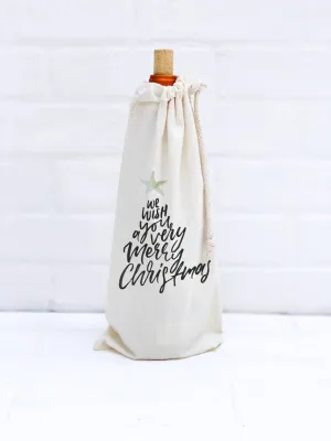 We Wish You a Merry Christmas - Canvas Wine Bag