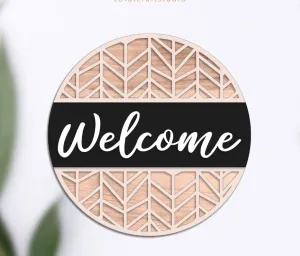 Welcome Herringbone Door Hanger