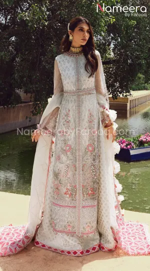 White Dress Pakistani with Luxurious Adornments #PF257