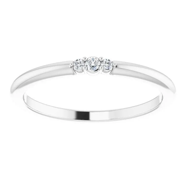 White Gold 3 Diamond Stackable Ring