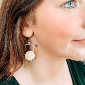 White Rose Boho Earrings