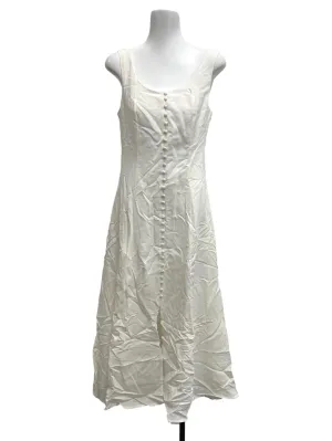 White Scoop Neck Button Down Dress TEM