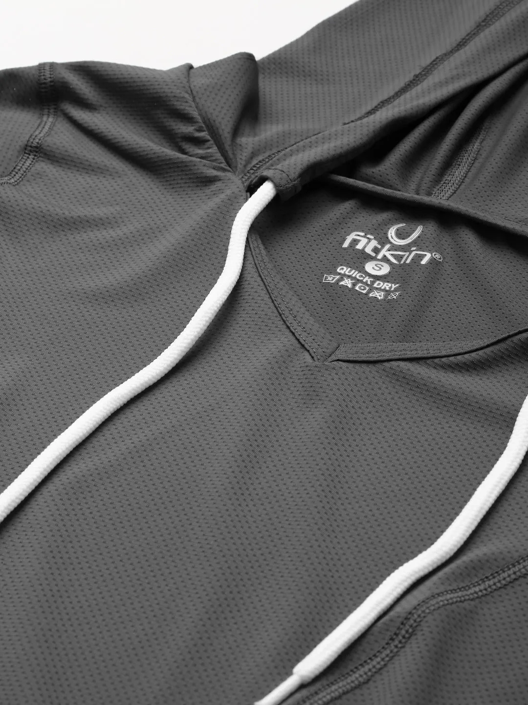 Women's Charcoal Grey Solid Sporty Hooded T-shirt