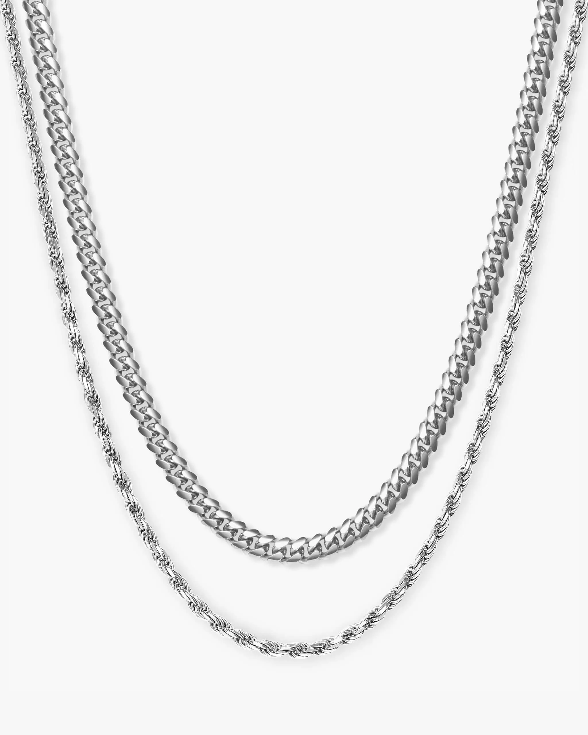 Women's Cuban Link   Rope Chain Stack