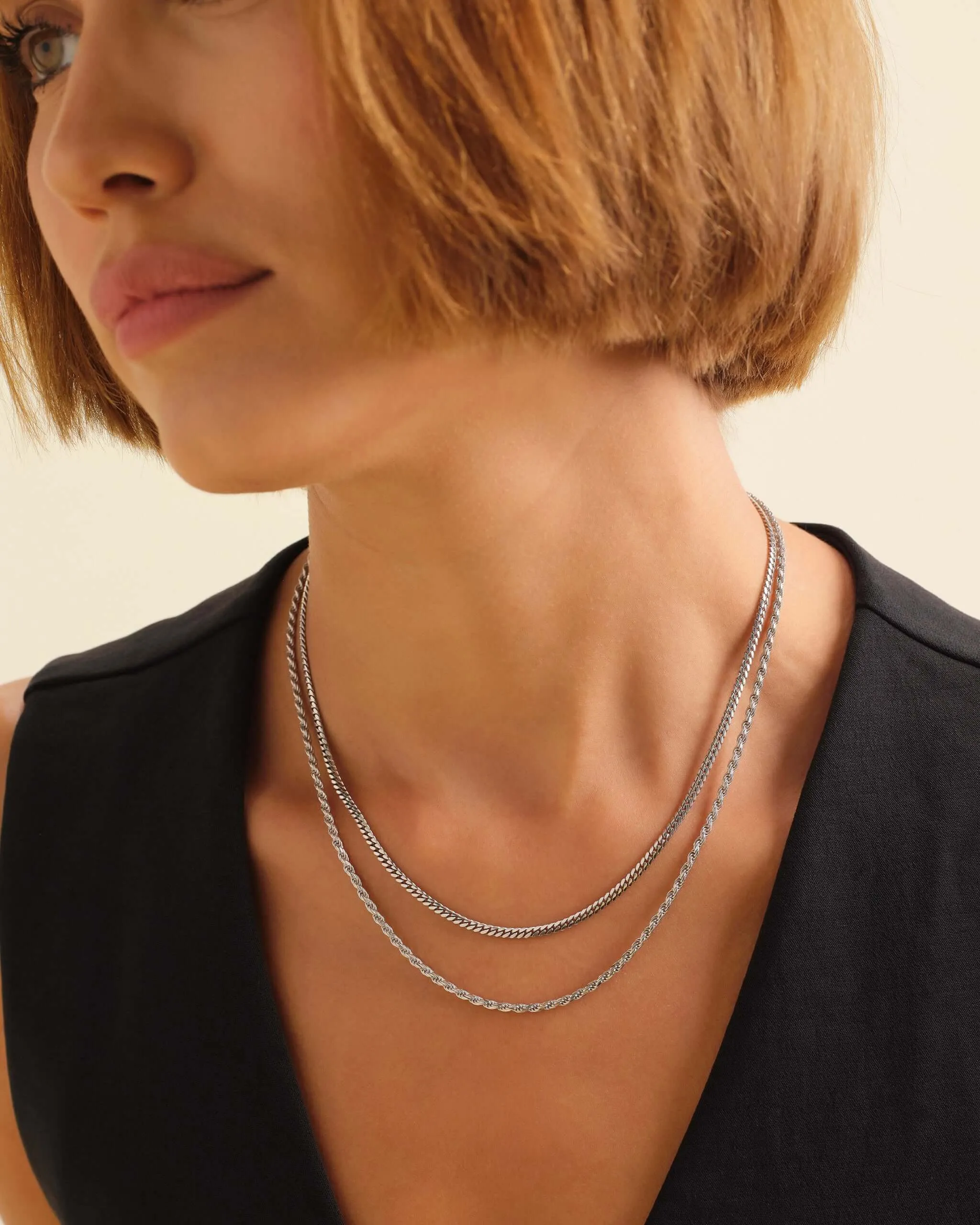 Women's Cuban Link   Rope Chain Stack