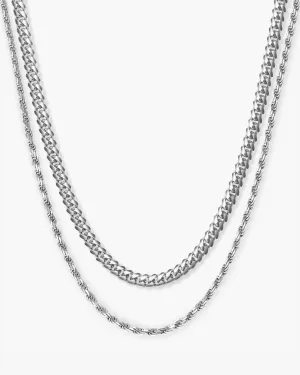 Women's Cuban Link   Rope Chain Stack