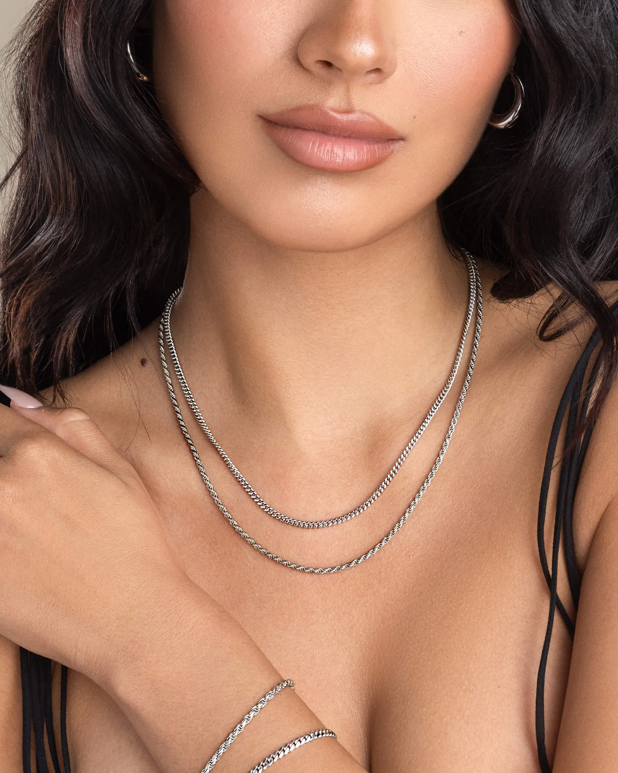 Women's Cuban Link   Rope Chain Stack