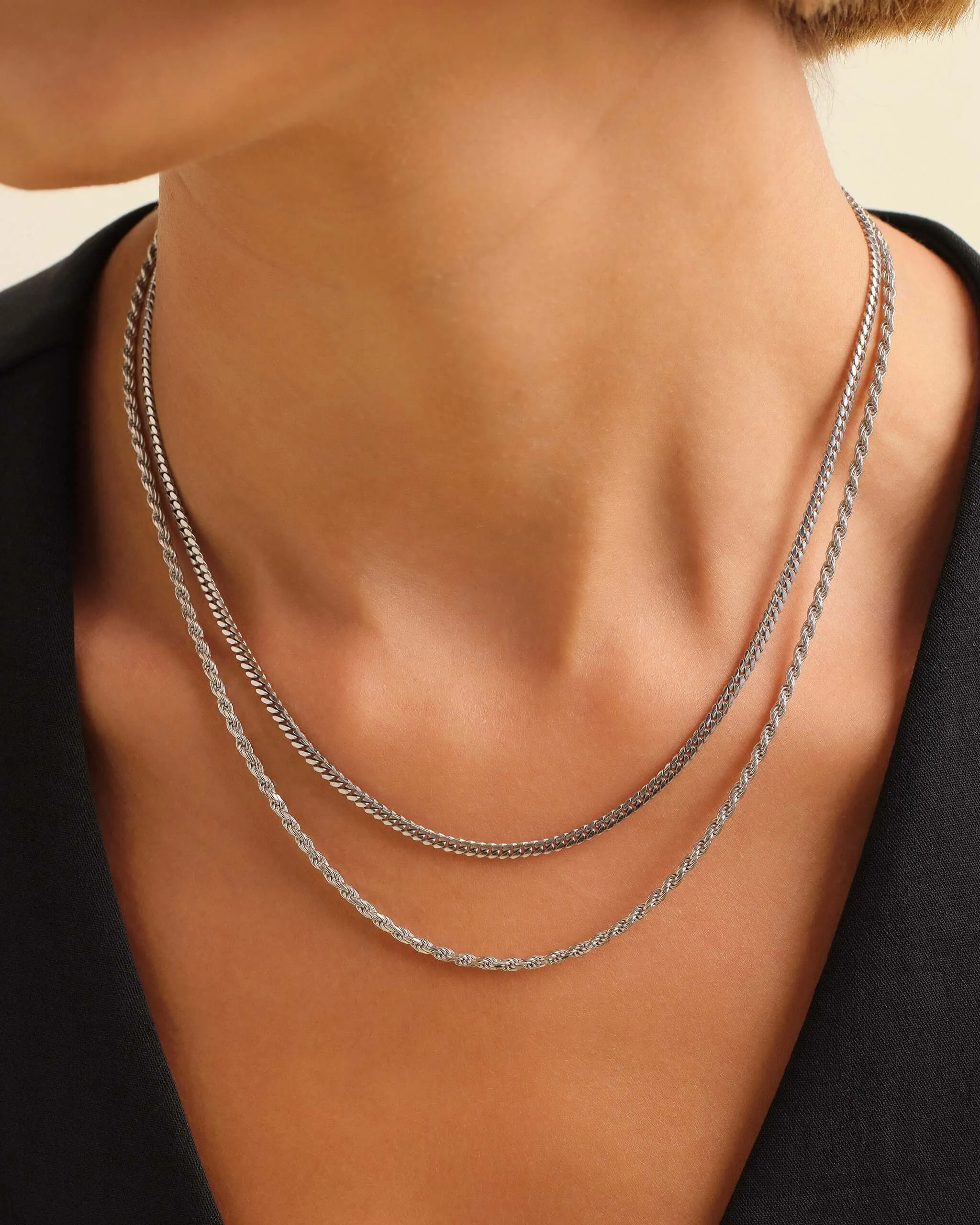 Women's Cuban Link   Rope Chain Stack