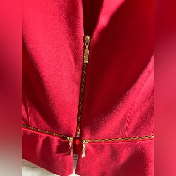 Women's Suit 2pc Red w/ gold zipper detail, Med. by Styled by Joe Zee, knit
