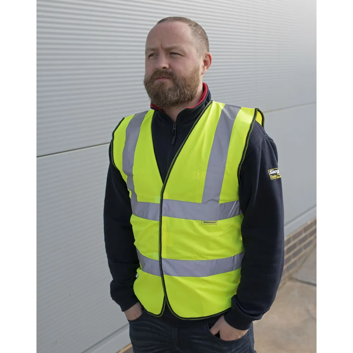 Worksafe by Sealey Hi-Vis Waistcoat (Site and Road Use) Yellow - Medium