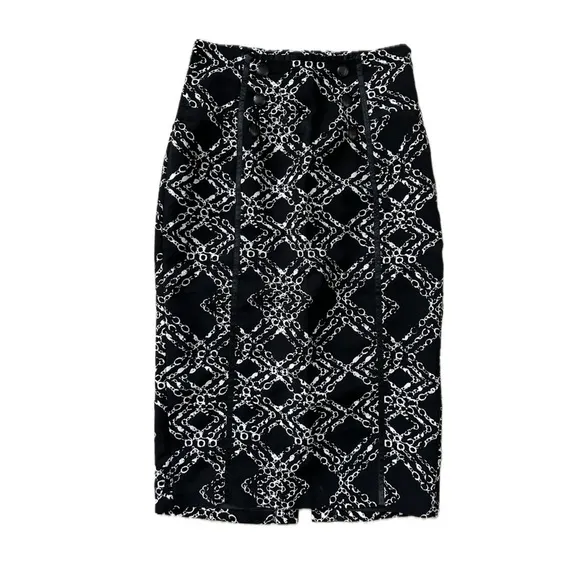 Worthington Sexy Chic Long Printed Pencil Skirt High Waist Corset Detail Size-4